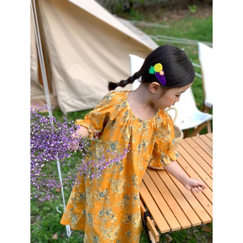 Đầm hoa tay phồng đáng yêu cho bé