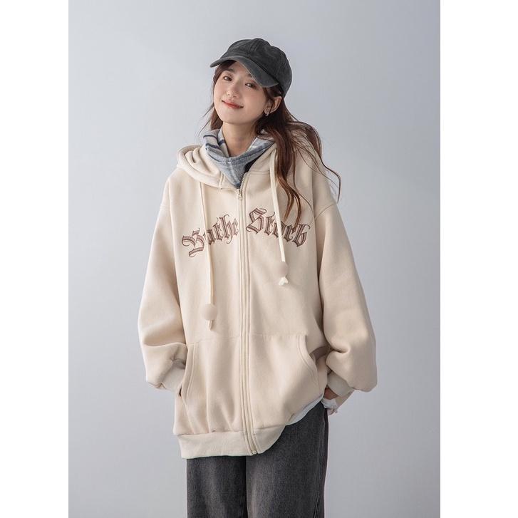 Áo Khoác Hoodie Nỉ Chữ Logo Thêu Stob Form Unisex Nón 2 Lớp, Áo khoác 70kg logo thêu chữ, Áo khoác nỉ nam nữ form thụng chất nỉ cotton dày dặn