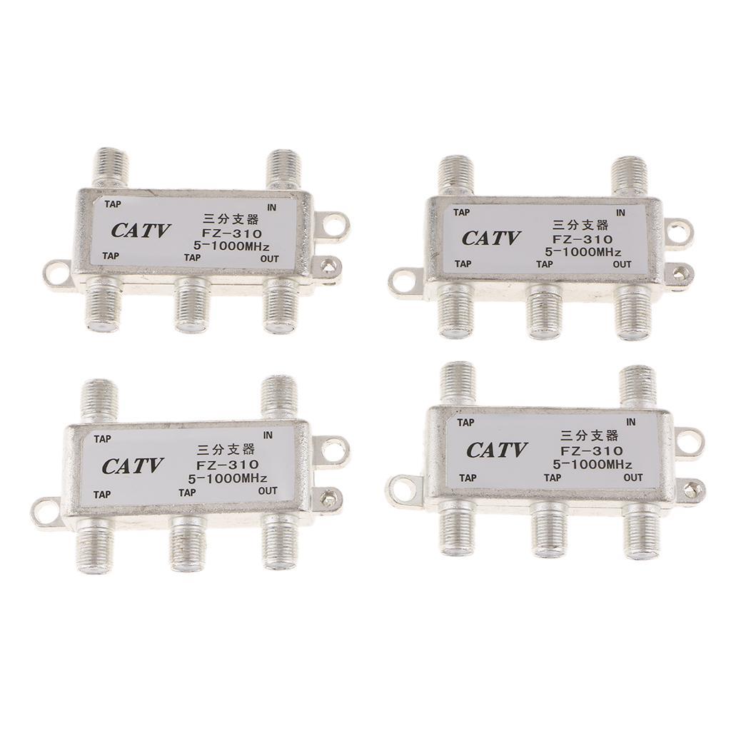 4Pieces 4 Way Coax Coaxial Cable TV Splitter for Video VCR RF Antenna
