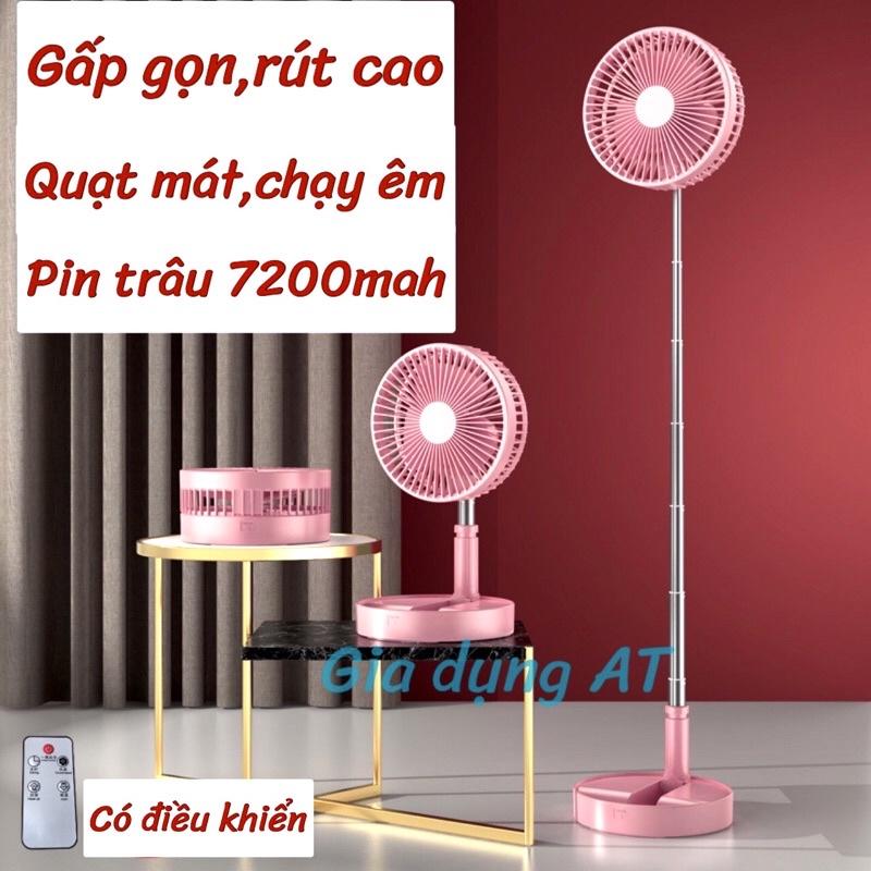 QUẠT TÍCH ĐIỆN GẤP GỌN RÚT CAO PIN 7200MAH CÓ ĐIỀU KHIỂN,QUẠT SẠC TÍCH ĐIỆN MINI ĐỂ BÀN DÒNG CAO CẤP