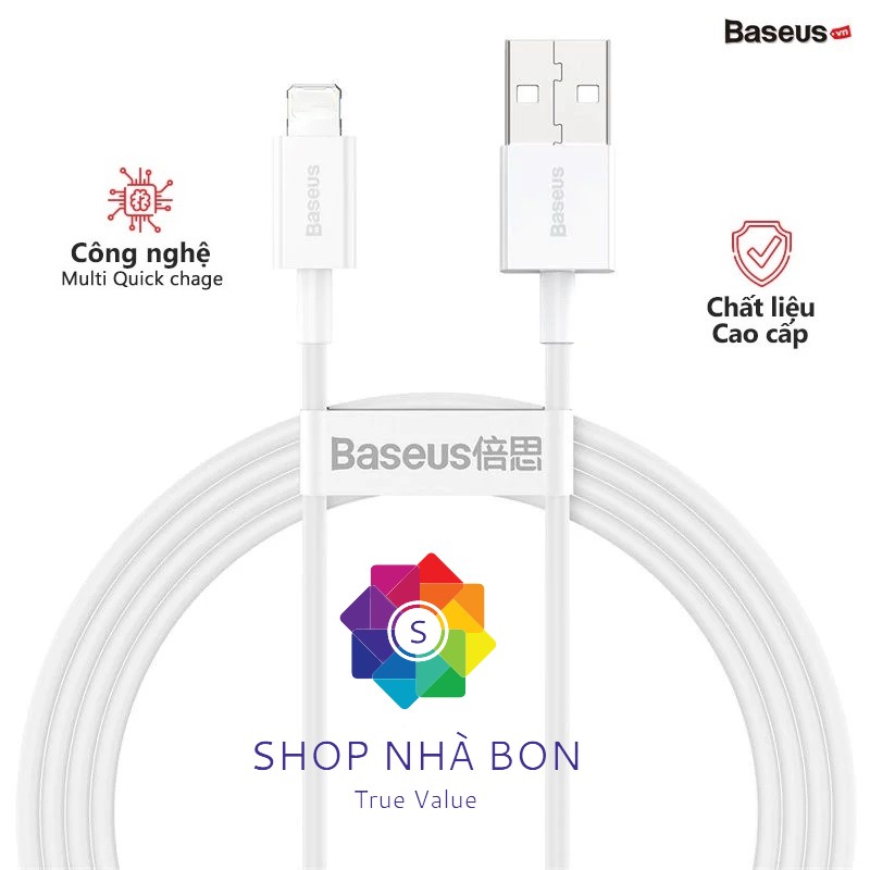 Cáp sạc cho iPhone/ iPad Baseus Superior Series Fast Charging Data Cable USB to iP (2.4A, 480Mbps, Fast charge, ABS/ TPE Cable)- Hàng chính hãng