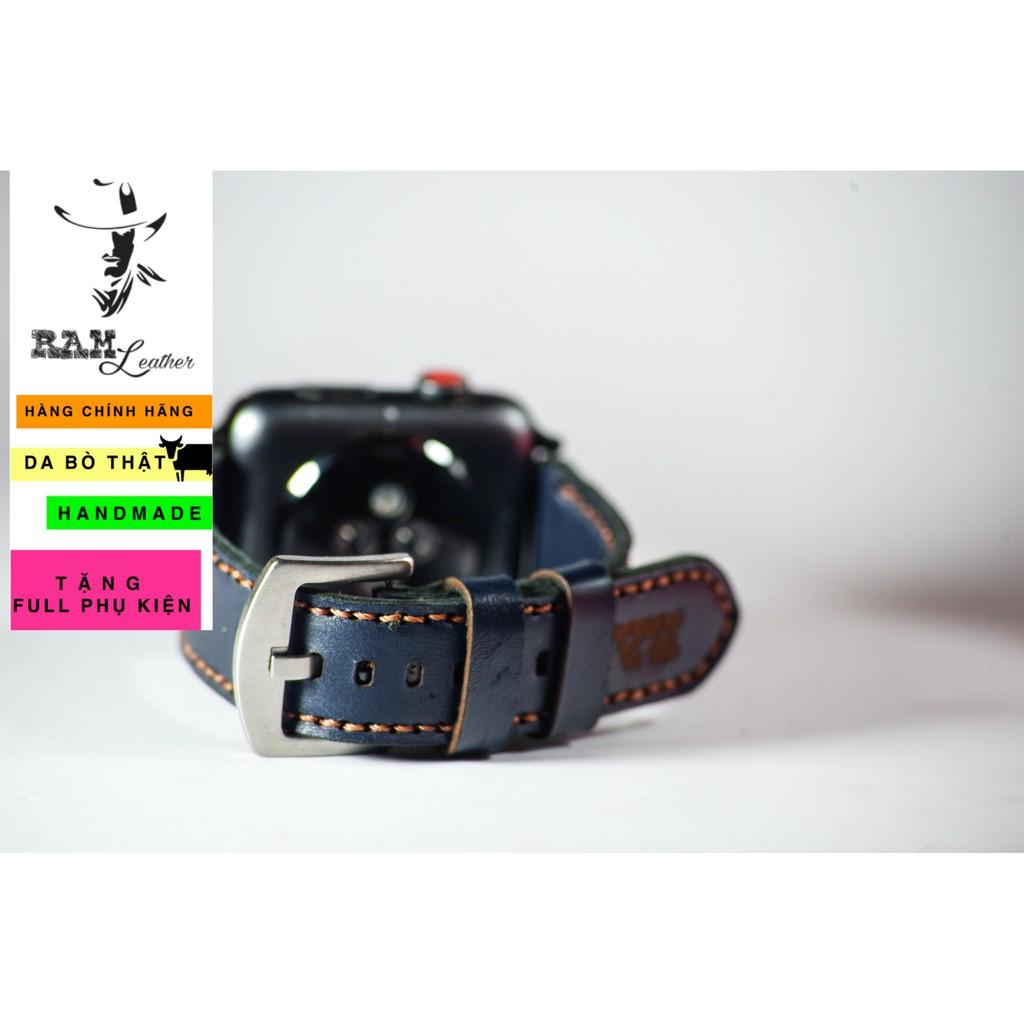 Dây đồng hồ RAM Leather cho apple watch da dê xanh navy - RAM classic 1993 (tặng khóa, chốt, cây thay dây)