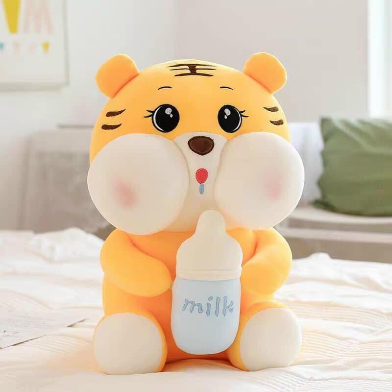 Gấu Bông Hổ Bú Bình, Hàng QC Cao Cấp Siêu Đẹp, Chất Liệu Lông Nhung Mềm Mịn Co Giãn 4 Chiều- Đủ Size- Hổ Bú Bình