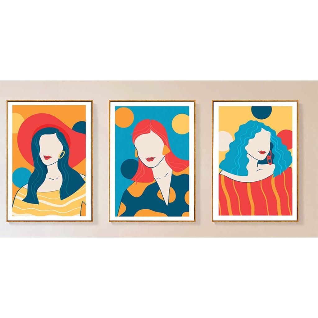 Bộ 3 tranh canvas decor phong cách minimalist, trừu tượng hiện đại - AR065