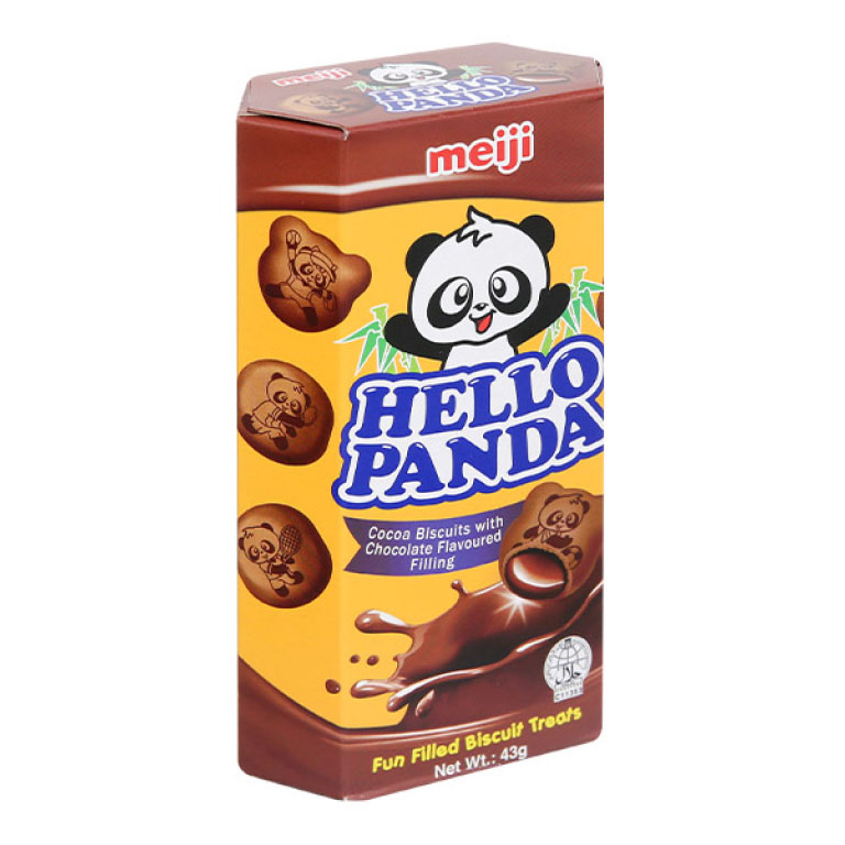 Lốc 10 Bánh Hello Meiji Panda Double Chocolate 43g