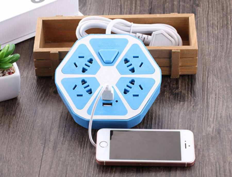 Ổ cắm điện tròn an toàn có cổng sạc USB