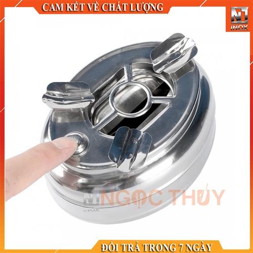 Gạt tàn thuốc inox 2 ngăn có nút bấm