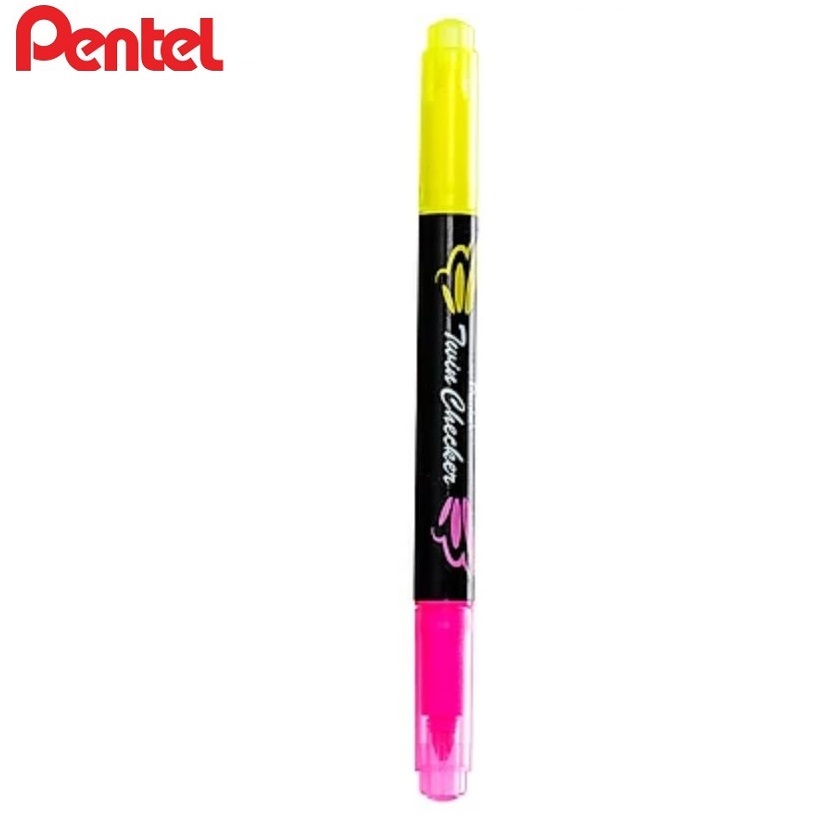 Bút dạ quang nhớ dòng 2 đầu Pentel SLW8 | Thiết kế độc đáo cây bút 2 màu mực