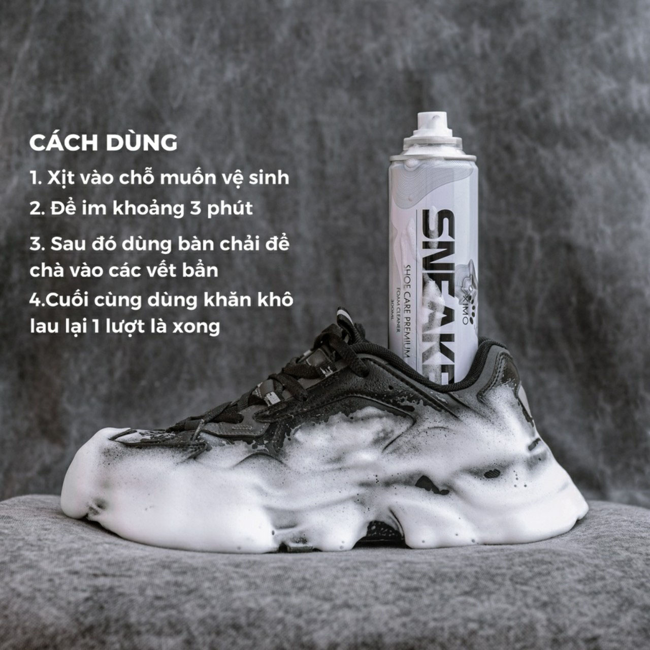 Chai xịt tạo bọt vệ sinh giày Ximo Sneaker 300ml D14