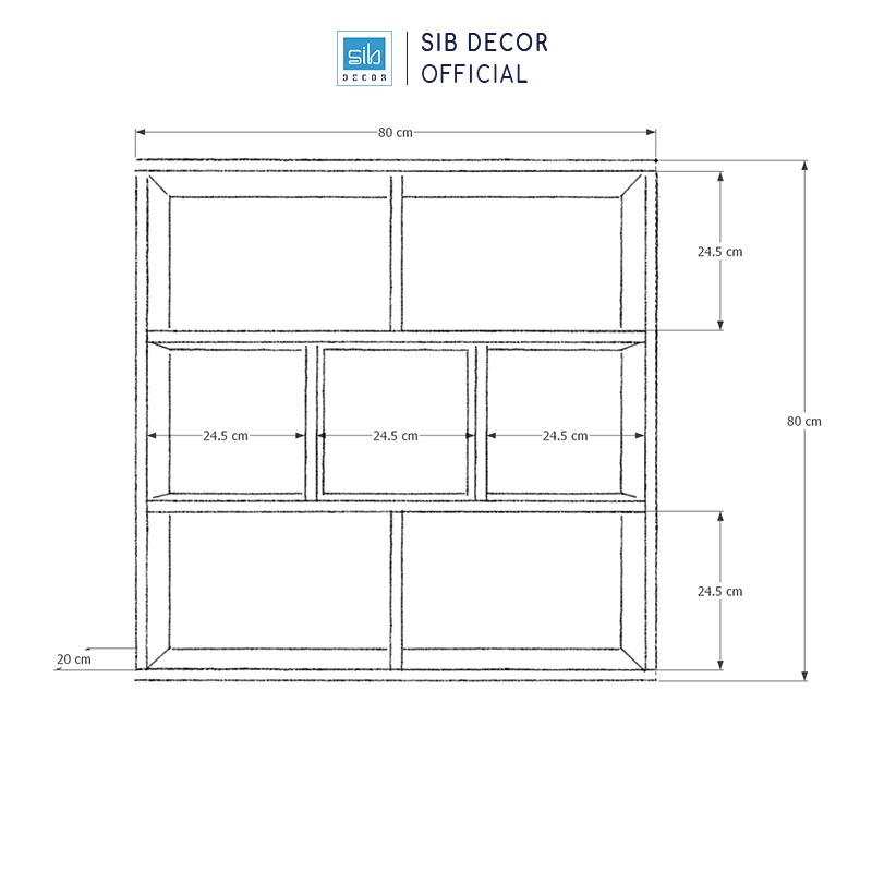 Kệ Sách Treo Tường Tối Giản, Hiện Đại SIB Decor KT242