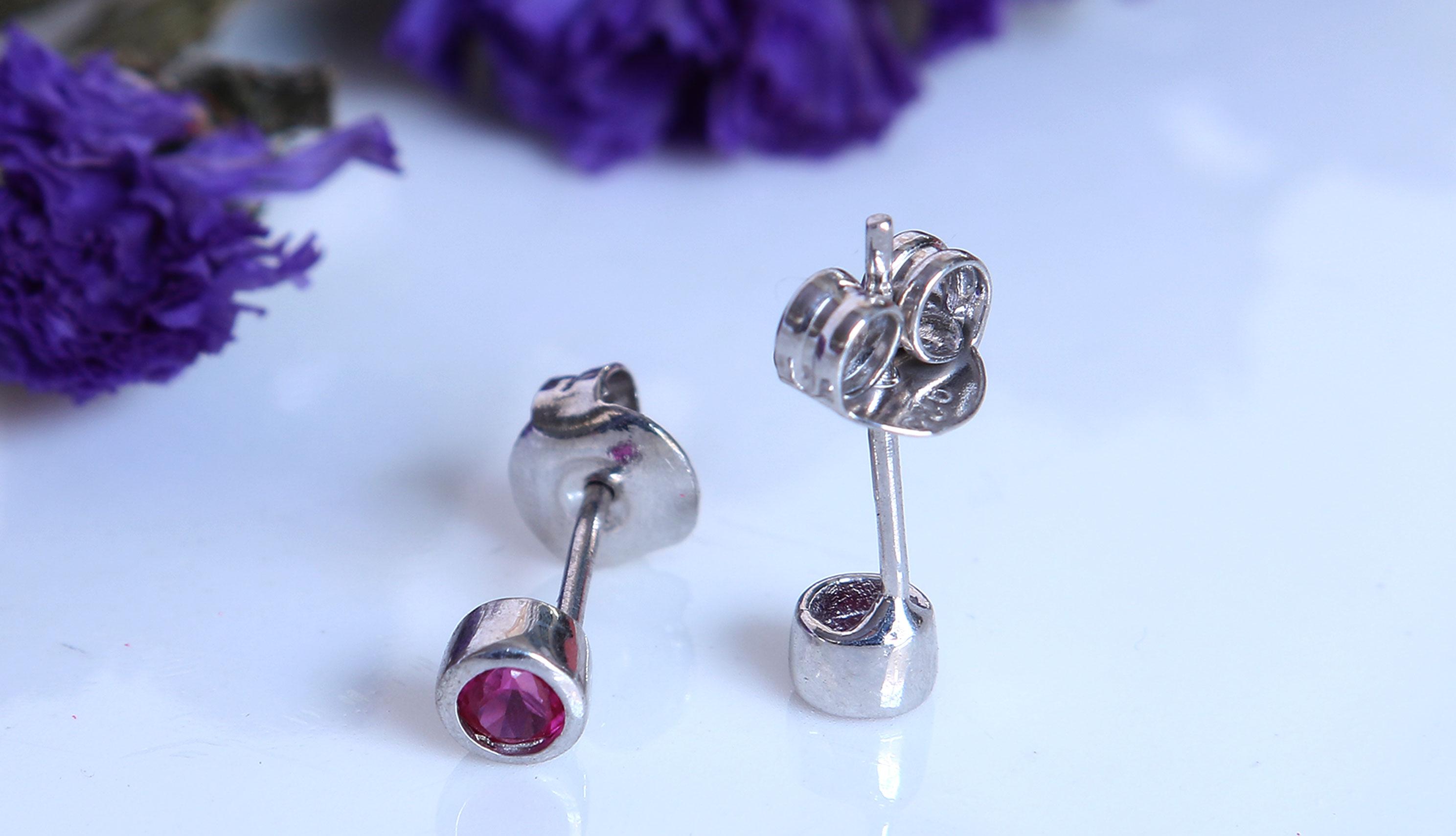 Bông tai bạc nữ Pink level