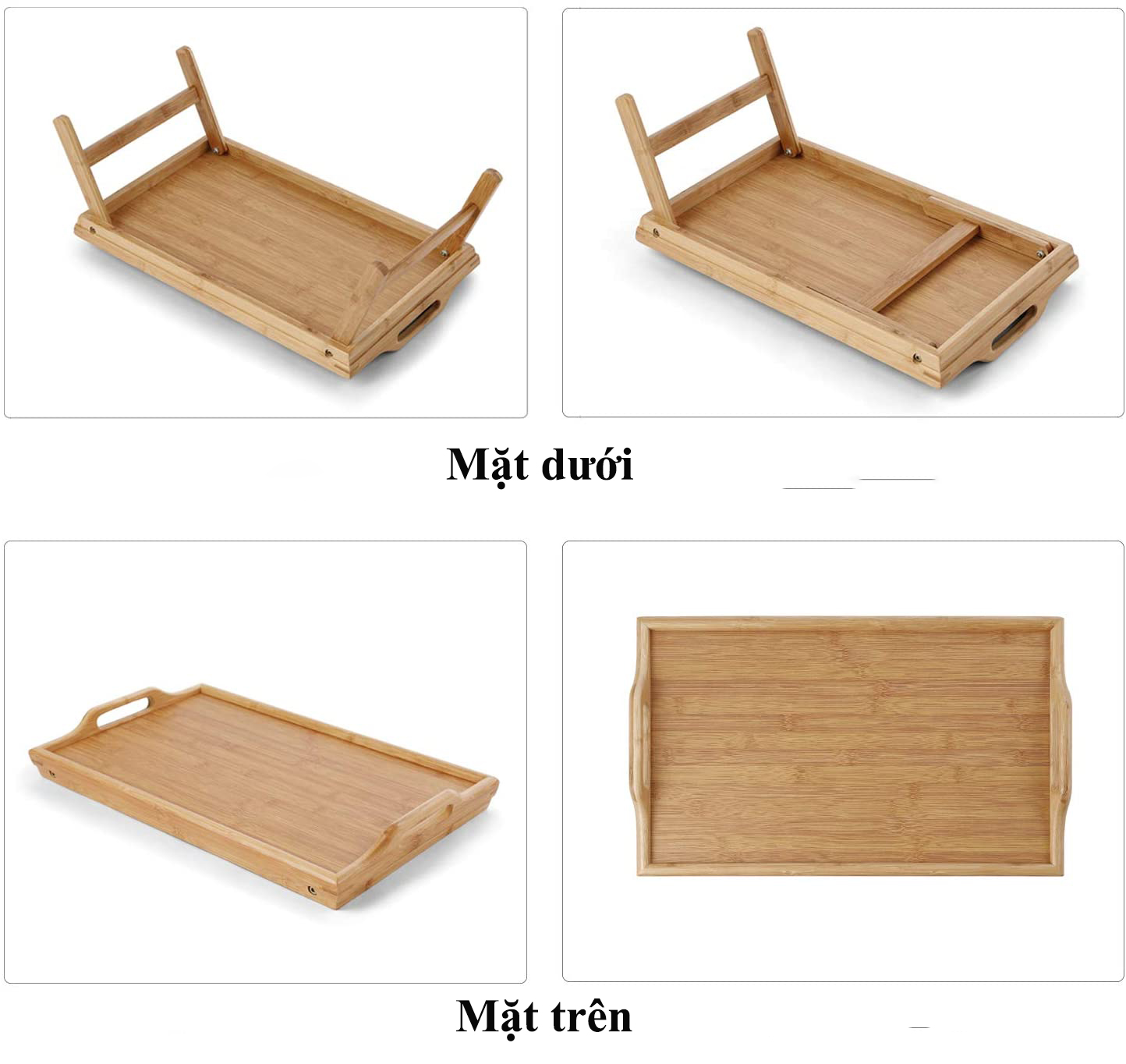 Bàn Ăn Mini Chân Gấp Gọn, Khay Đa Năng, Bàn Ăn Sáng Trên Giường, Di Động, Tiện Lợi - 50x30x20 cm