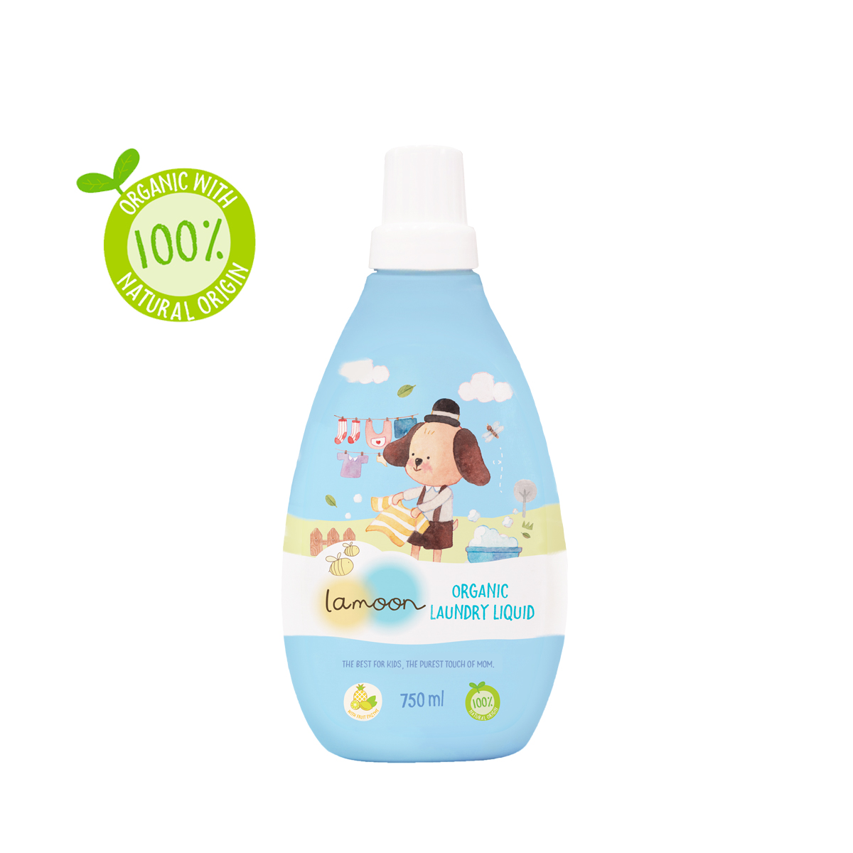 COMBO Nước giặt đồ sơ sinh Organic an toàn cho bé Lamoon Dạng Bình 750ml - Túi 700ml Refill