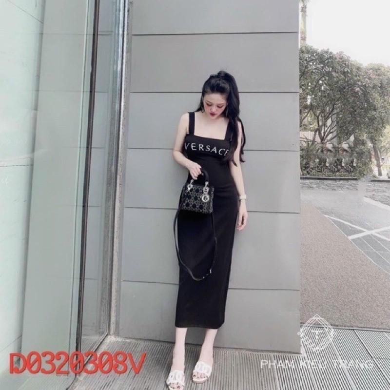 Đầm body dài qua gối 2 dây bản to chất thun borip cao cấp