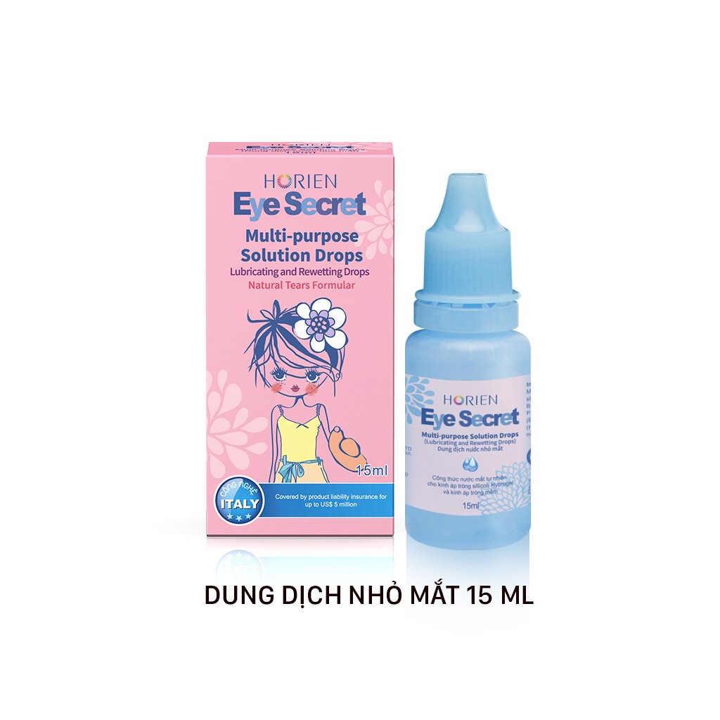 Nước Nhỏ Mắt Eye Secret NM15 (15ml) Dung dịch nhỏ mắt vô trùng làm mềm, giảm khô, giữ ẩm dài lâu cho miếng kính áp tròng, có độ pH tương tự mắt tự nhiên, êm dịu thoải mái, không gây kích ứng