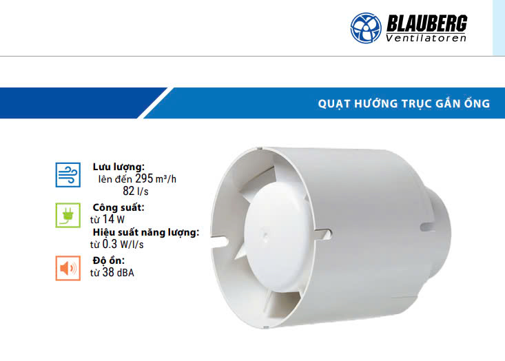 Quạt hướng trục gắn ống gió - Tubo 100 - Hàng Nhập Khẩu