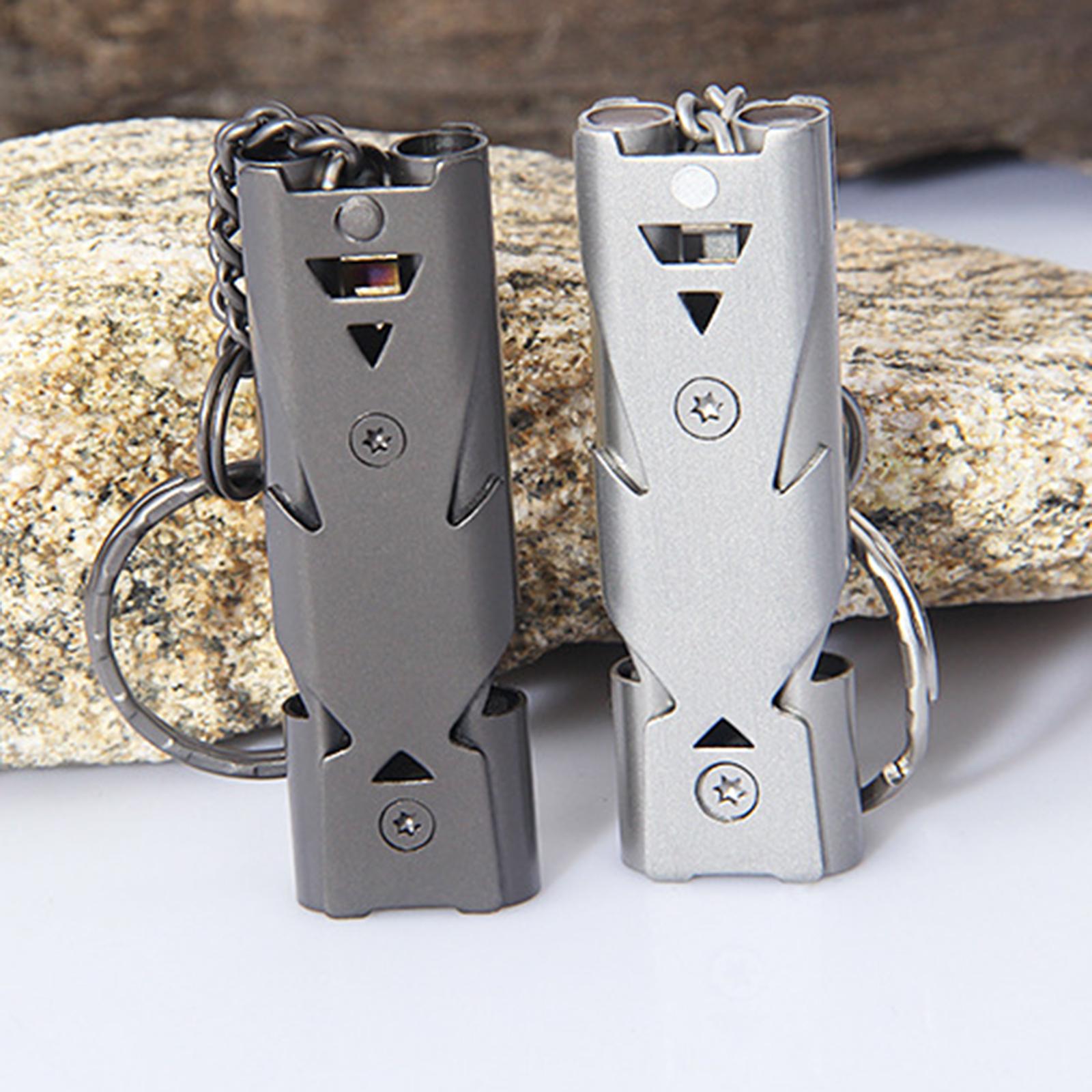 Stainless Steel Outdoor Survival Whistle with Keychain