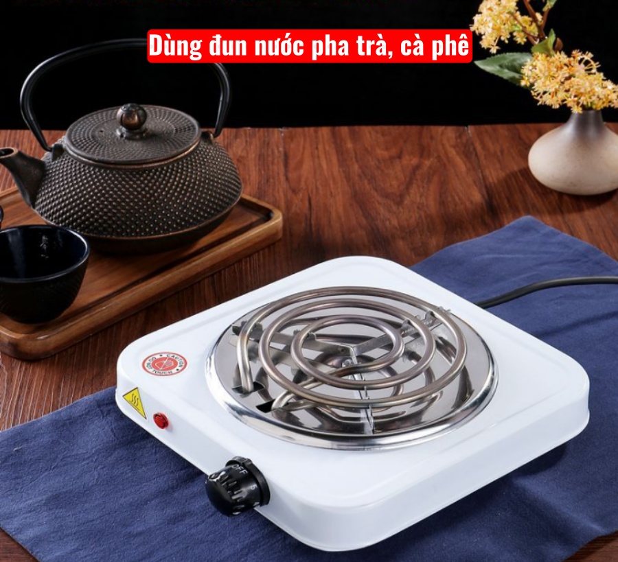 Bếp điện mini đa năng đun nước pha cà phê, pha trà, hơ lá trầu, bếp dùng cho sinh viên, nhà đình ít người, công suất 1000w-Hàng chính hãng