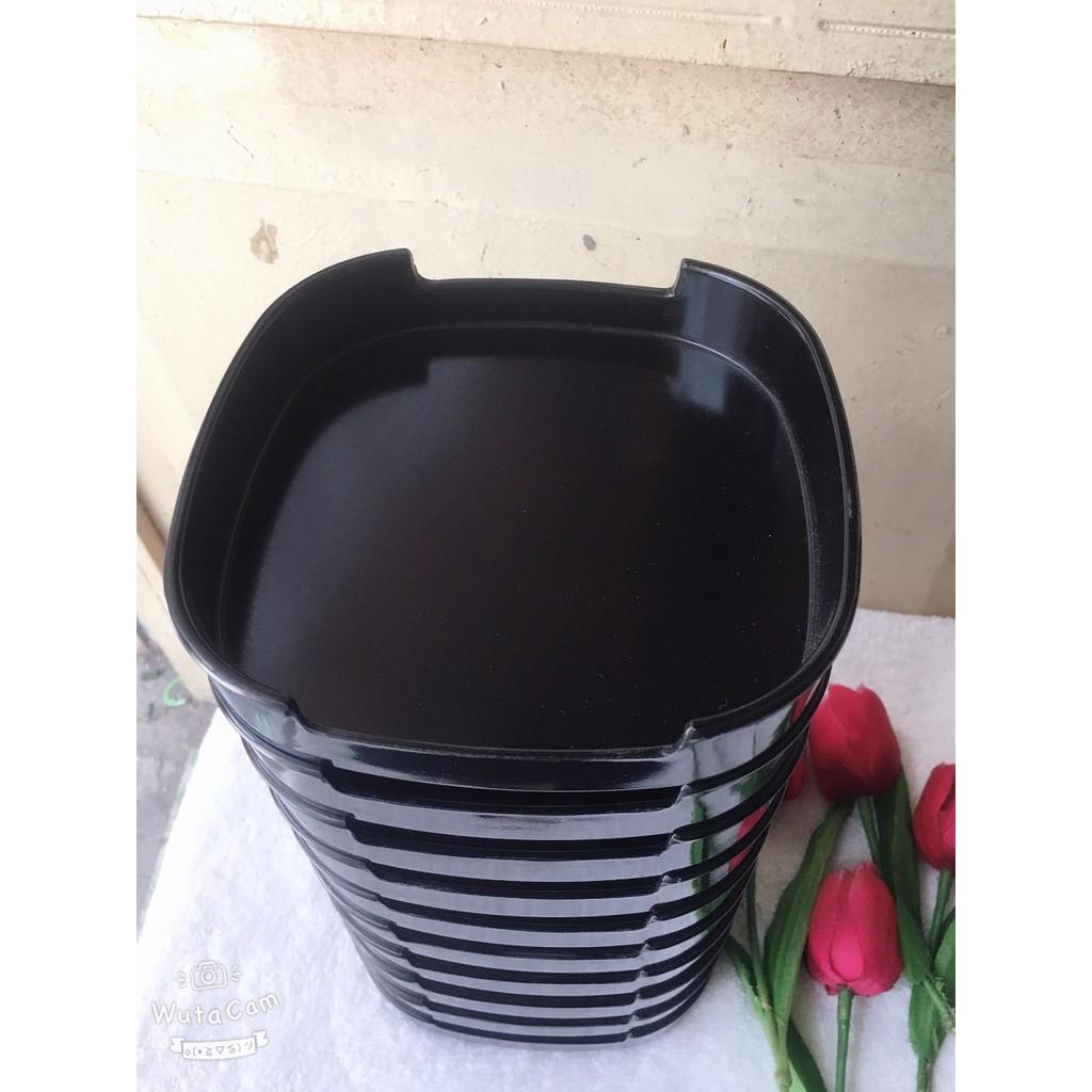 Khay đựng shushi, bufet, lẩu, đồ nướng nhựa melamine kiểu Hàn Quốc vuông 14x14cm hoặc chữ nhật 24x14 cm - màu đen