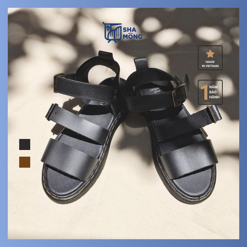 Dép sandal 2 quai da thật by Shamong vintage made in Vietnam bảo hành 1 năm mã D01