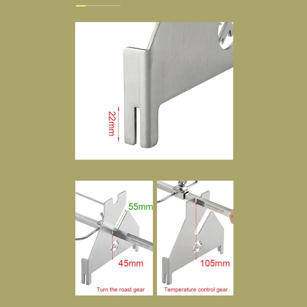 CAMPINGMOON BBQ Rotatable Rotisserie Rack 2 Heights Adjustable Roast Grill Outdoor Camping Picnic Barbecue Meat Grill