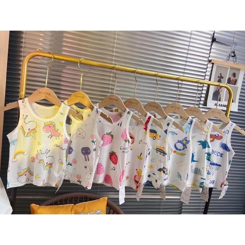 (Mẫu 2021)Áo Ba Lỗ Cotton Sợi Tre Xuất Hàn Cho Bé Trai Và Gái Mặc Mát Mùa Hè size 90-130