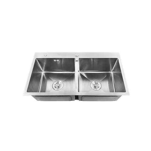 Chậu rửa chén inox SUS304 ALLYBUILD, chậu đúc inox rửa chén, chậu inox 2 hộc , mặt xước 3 ly, chống ồn, chậu rửa ABCRI002