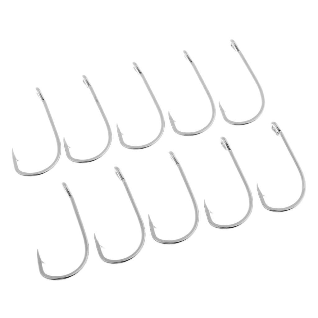 10pcs Stainless Steel Fishing Hooks Offset Hook Barbed Fishing Hooks