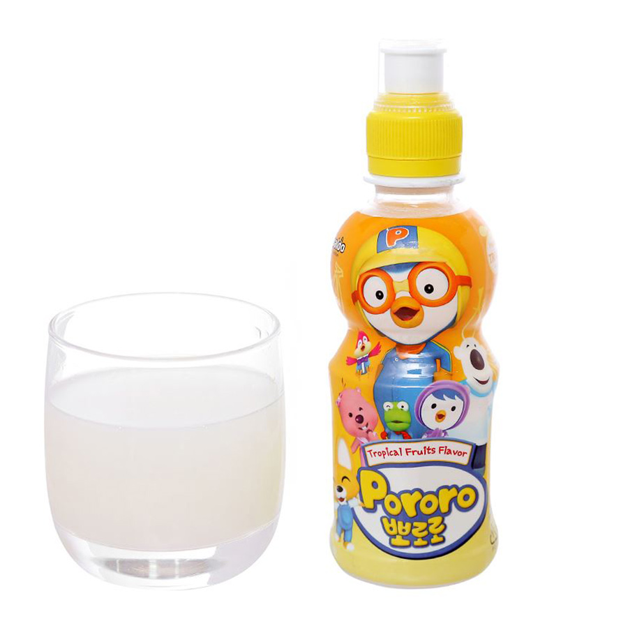 Thùng 24 Chai Nước Uống Pororo Hương Vị Trái Cây Nhiệt Đới 235ml