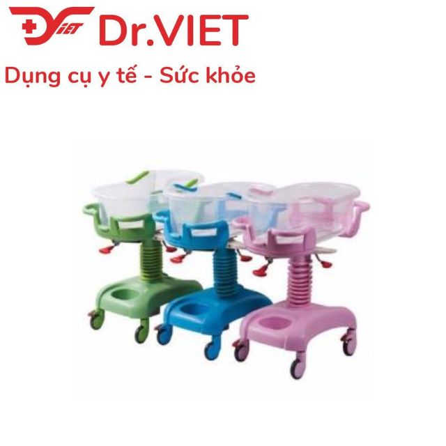 GIƯỜNG SƠ SINH (Xe Nôi Em bé ) TJM- XN01 - Bốn bánh nhỏ linh hoạt, có thể được điều chỉnh bởi hệ thống lò xo khí.