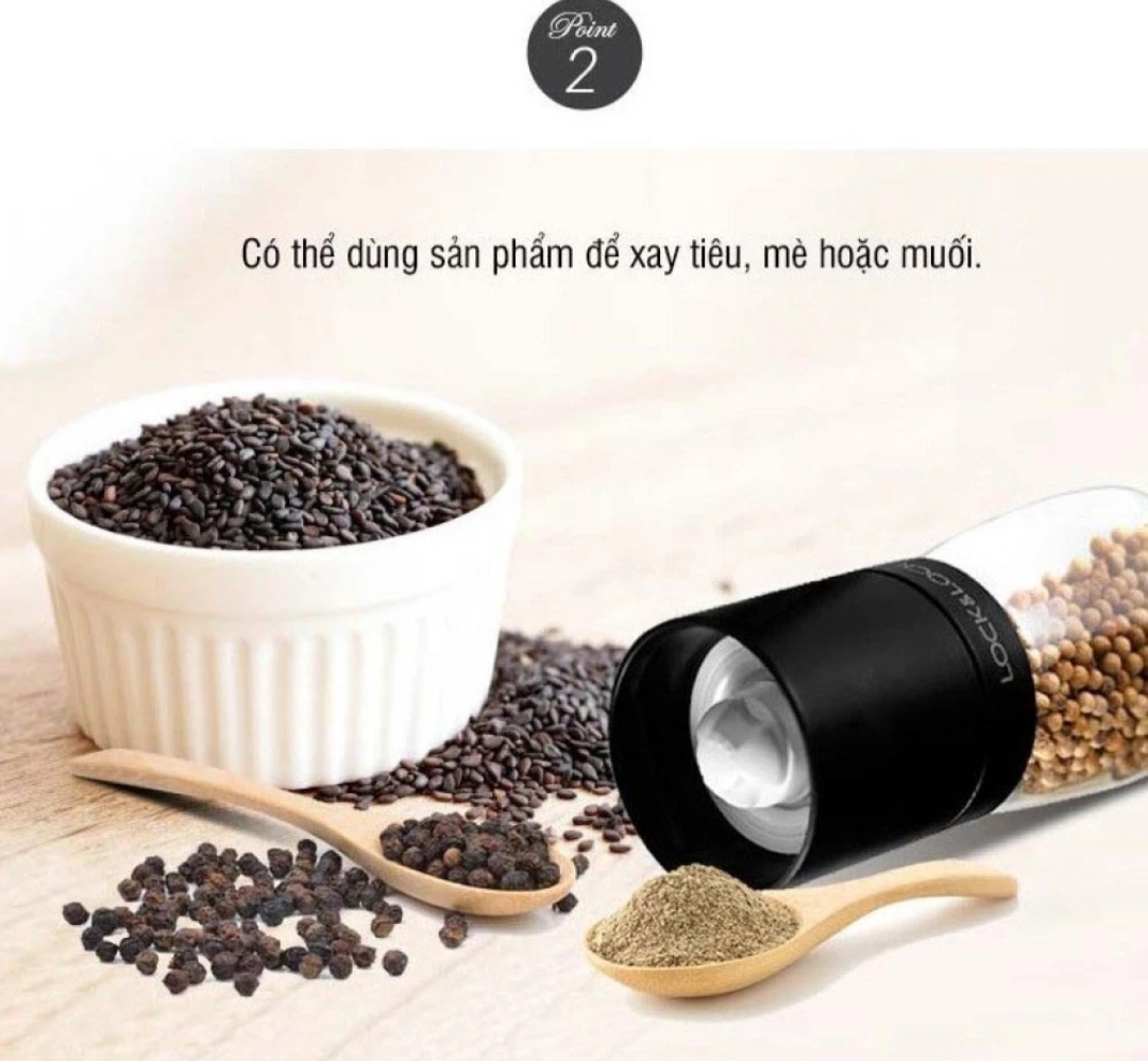 Cối xay tiêu thủy tinh Lock&Lock 140ml lưỡi sứ nắp gỗ sồi tiện dụng CKO115