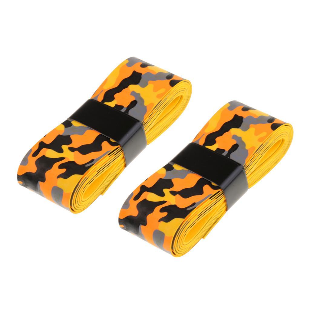 2xAnti- Squash/ Tennis Bat Overgrip Racket Grip Tape Yellow And Orange