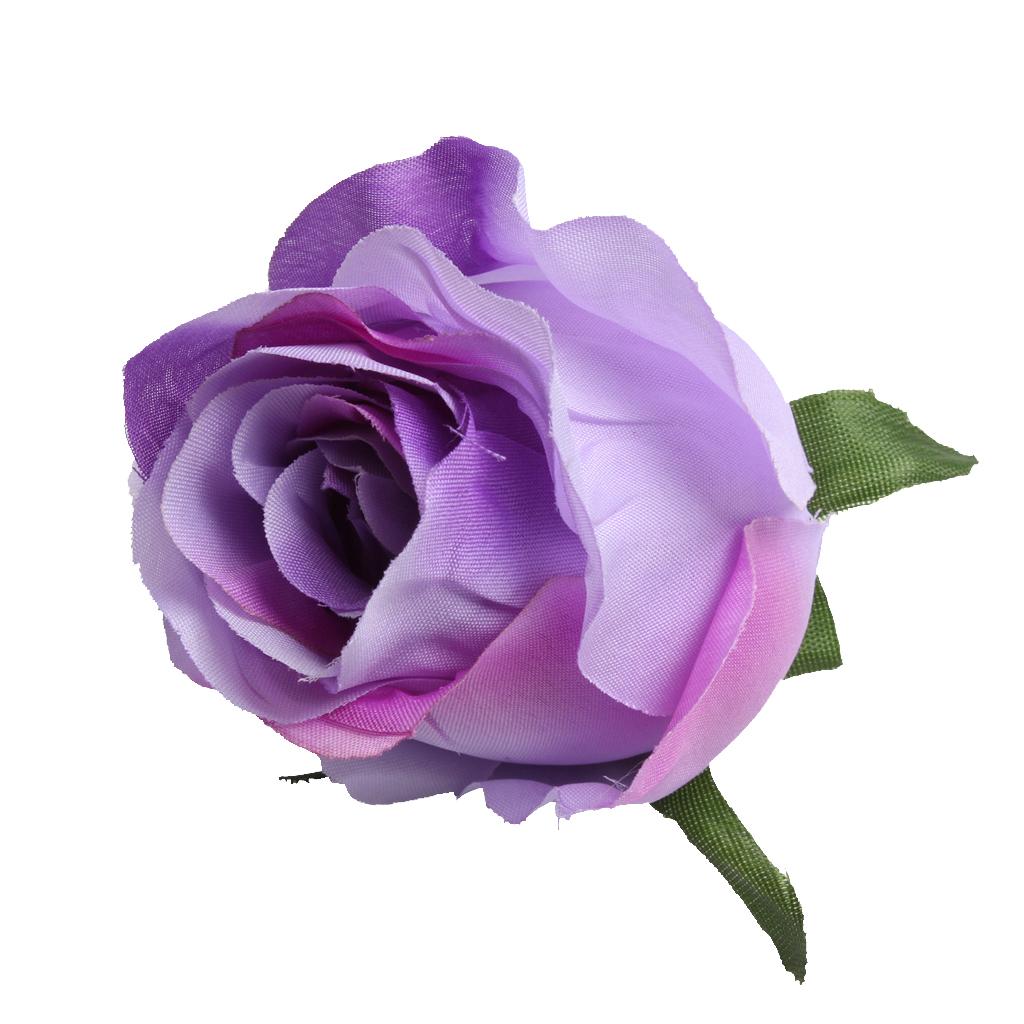 10pcs Artificial Silk Rose Flower Head DIY Bouquet Wedding Decor Purple