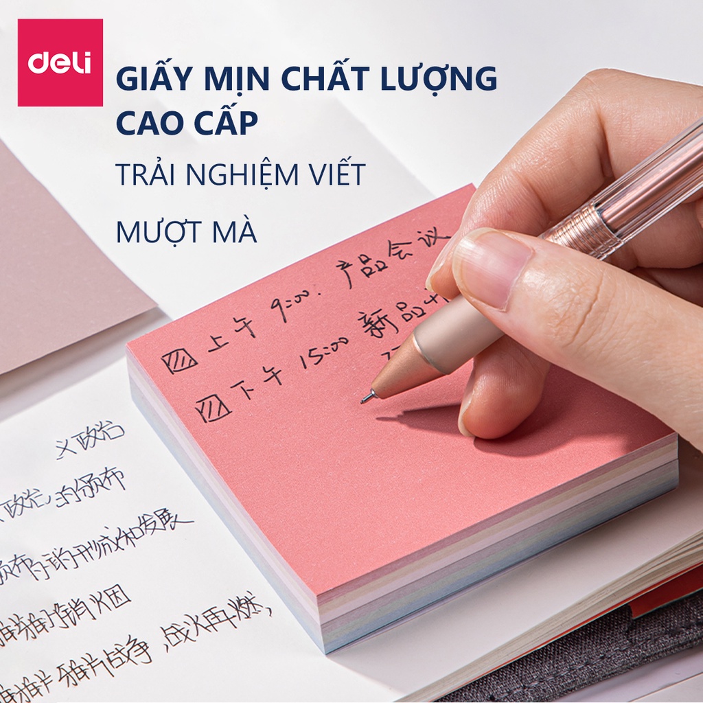 Giấy note giấy nhắn giấy nhớ 6 màu cho bullet journal học sinh Deli - 1 tệp - 21553