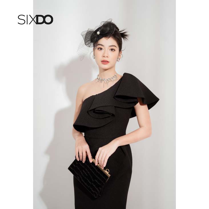 Đầm midi ôm lệch vai sang trọng thời trang SIXDO