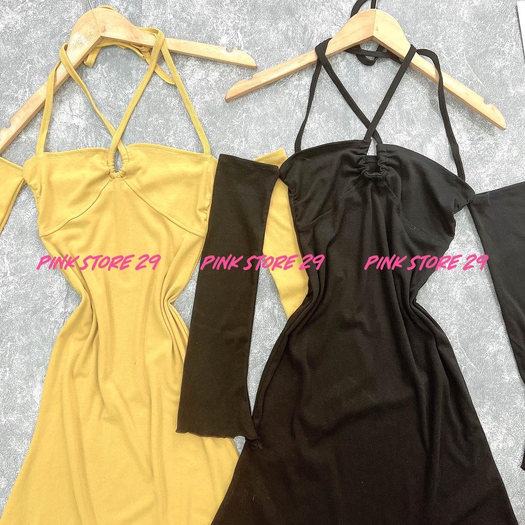 Đầm Trễ Vai Body PINKSTORE29, Dáng Ôm Dài Xẻ Tà D092