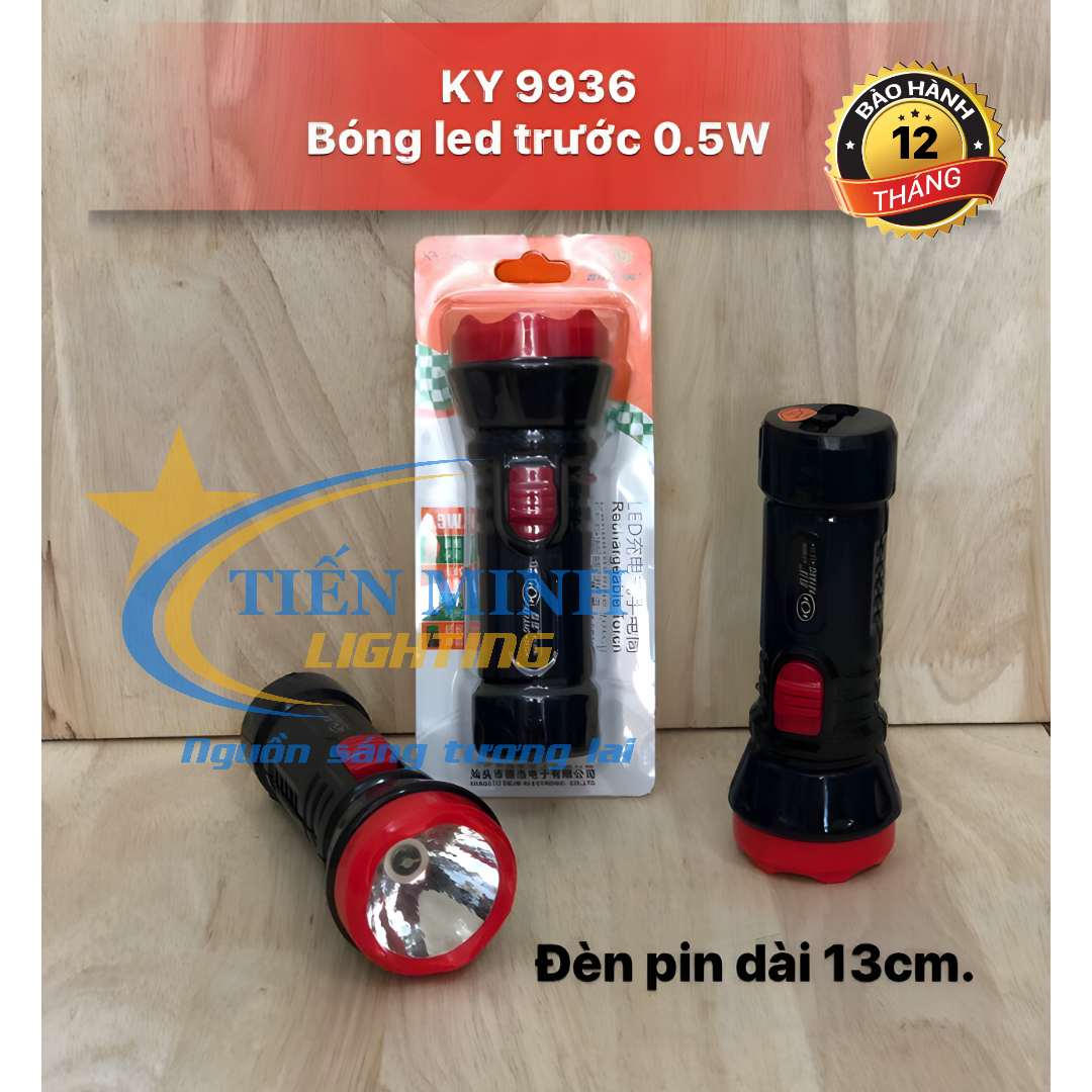 ĐÈN PIN CẦM TAY KY-9936, NGUỒN SÁNG 0.5W, 2 CHẾ ĐỘ SÁNG MẠNH/YẾU, TẦM CHIẾU XA, CHẤT LIỆU NHỰA ABS BỀN