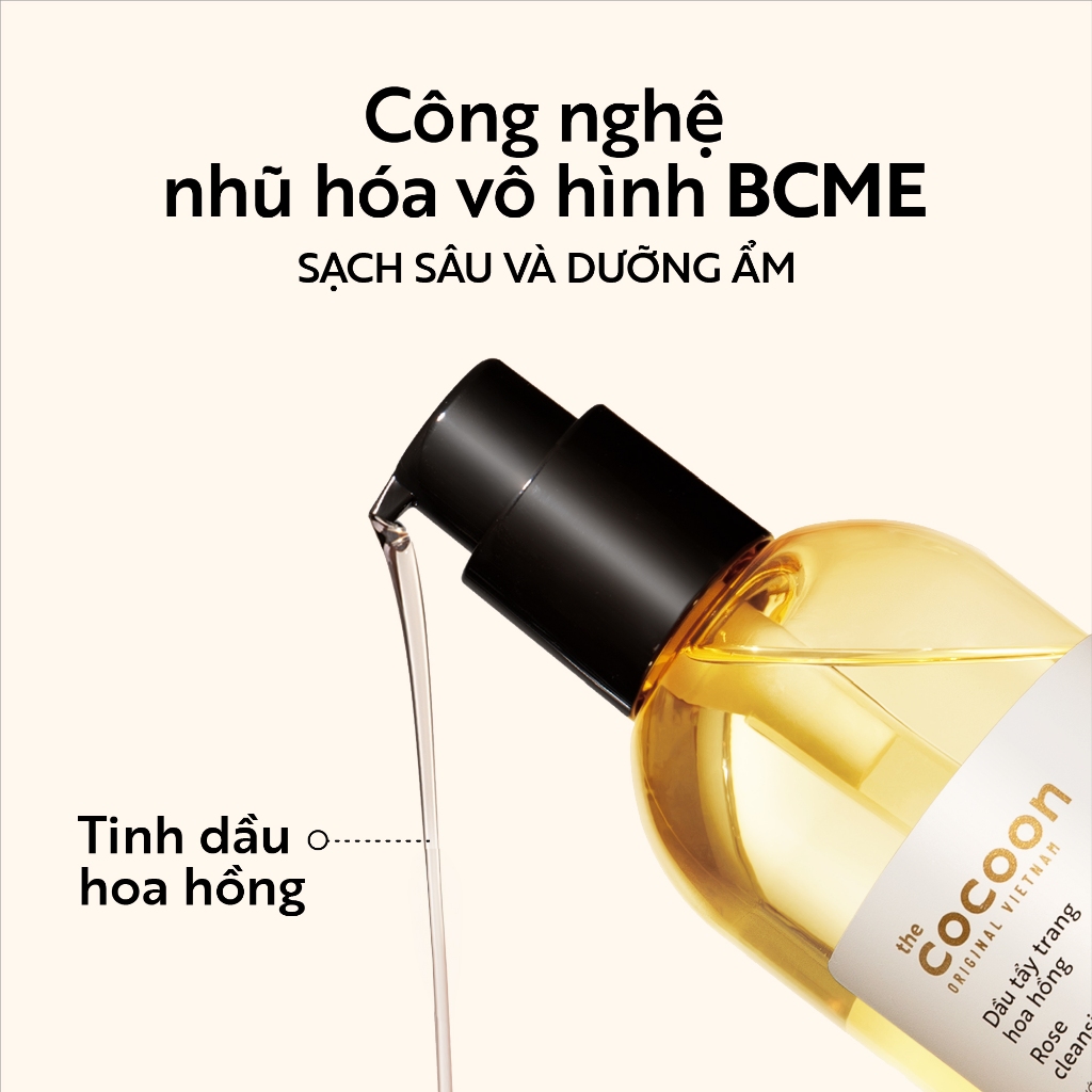 Dầu tẩy trang hoa hồng Cocoon 310ml tẩy sạch lớp makeup &amp; dưỡng ẩm thuần chay