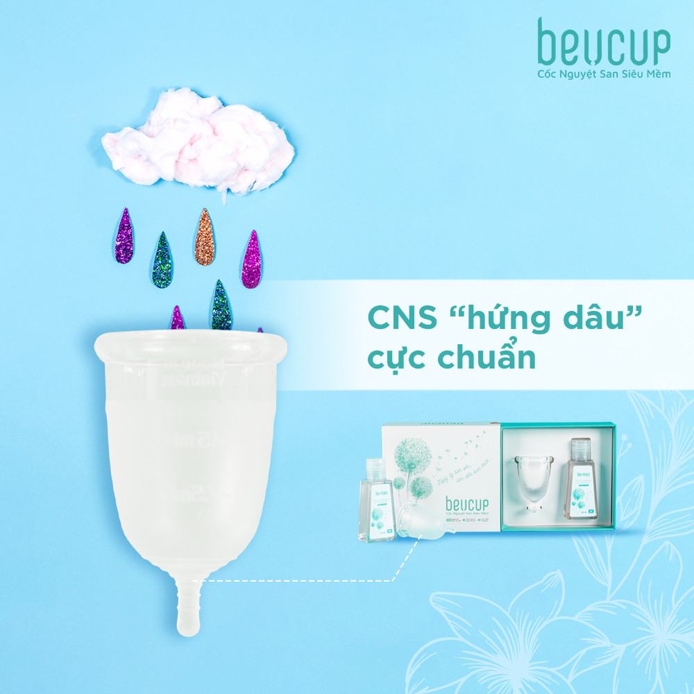 Bộ cốc nguyệt san BeU Cup chuẩn FDA Hoa Kỳ kèm gel vệ sinh cốc - xóa tan nỗi lo ngày &quot;đèn đỏ&quot;