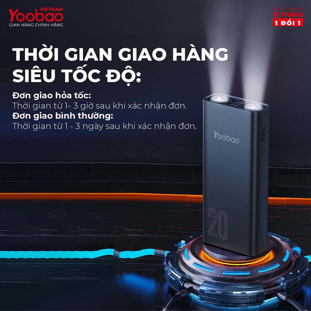 Pin sạc dự phòng sạc nhanh Yoobao L20Q 20000mAh tích hợp 2 đèn LED siêu sáng - Hàng nhập khẩu