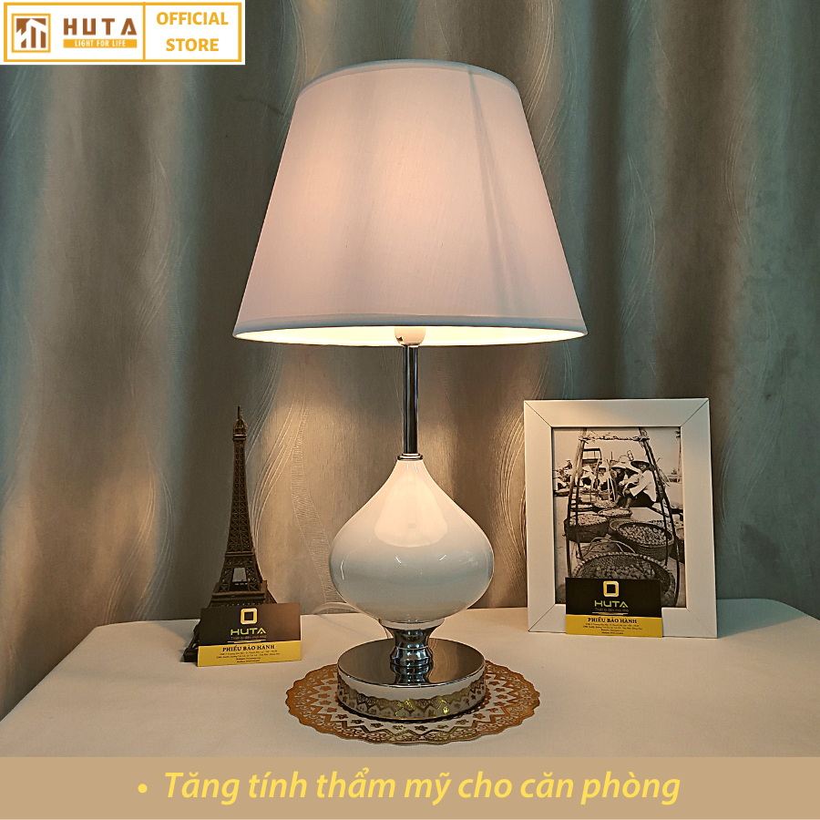 Đèn Ngủ Để Bàn HUTA S10 Gốm Sứ Hình Giọt Nước Độc Đáo Decor Trang Trí Phòng Ngủ Phòng Khách, Khách Sạn, Điều Chỉnh Độ Sáng, Đèn Vàng Bóng LEDTiết Kiệm Điện