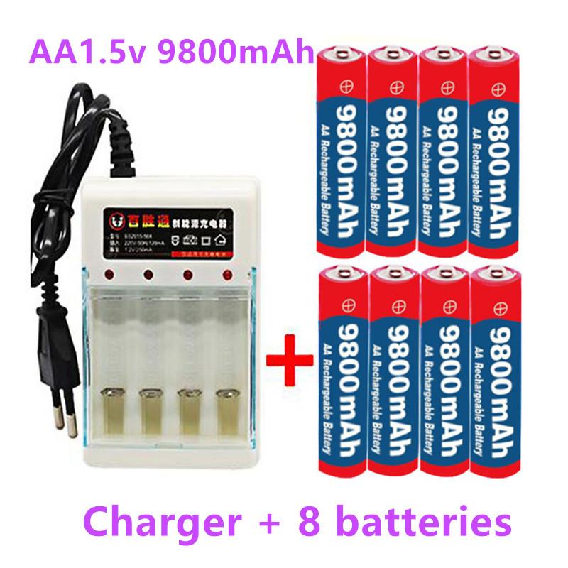 4-16 chiếc Thẻ mới Pin AA 9800 mah pin sạc AA 1.5 V Có thể sạc lại Alcalinas trốngmey mới + Giao hàng miễn phí Màu sắc: 16 chiếc
