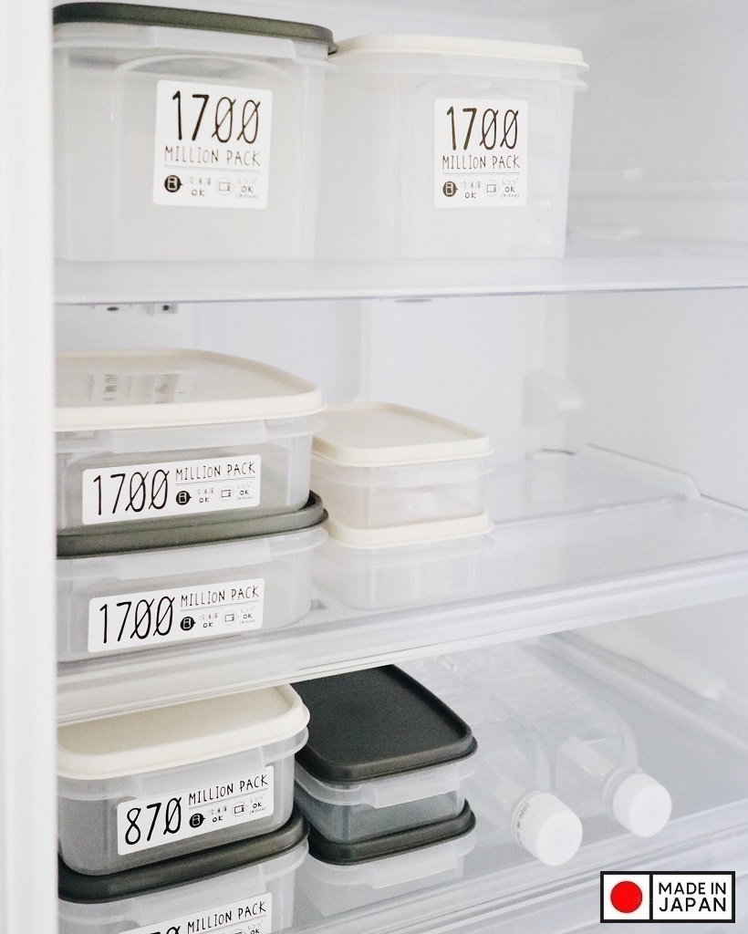 Hộp đựng thực phẩm tủ lạnh, lò vi sóng bằng nhựa sét bộ đôi 380ml Million Pack hàng nội địa Nhật Bản AD22
