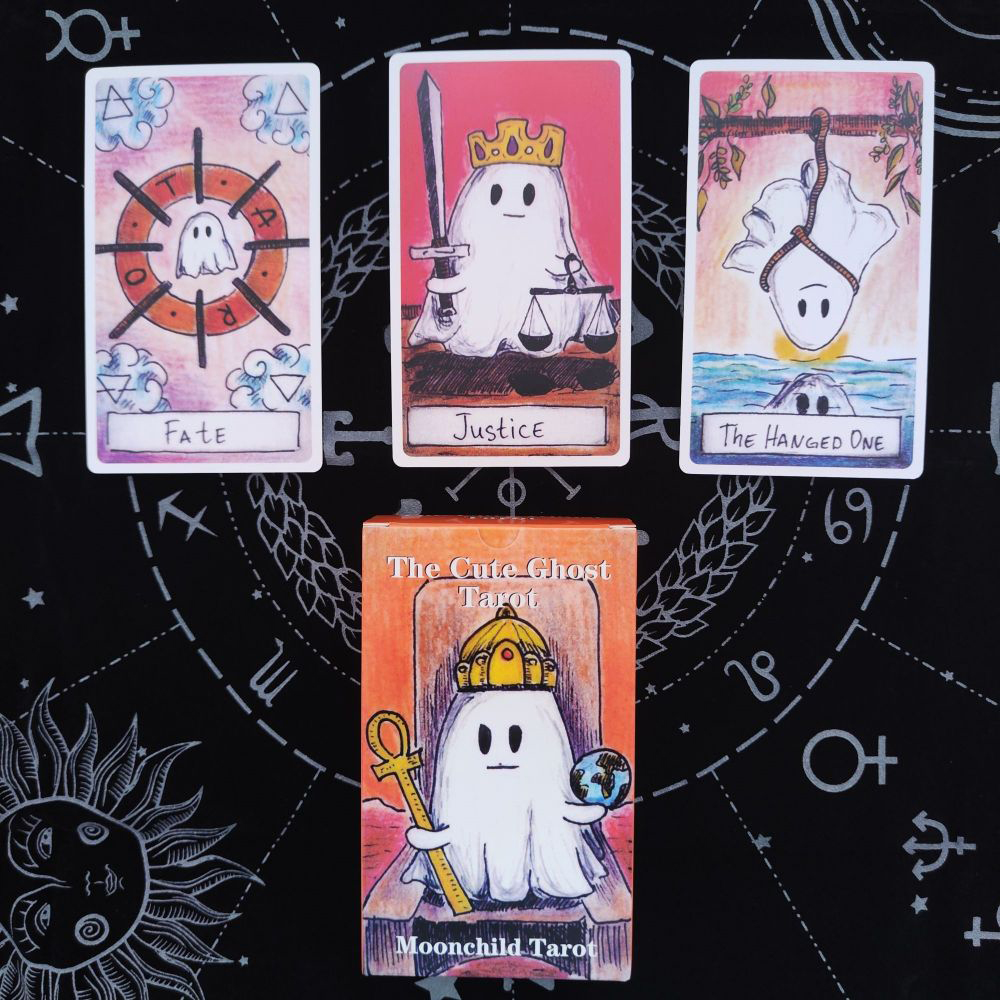 [Size Gốc] Bộ Bài Cute Ghost Tarot 78 lá 7x12 cm tặng đá thanh tẩy