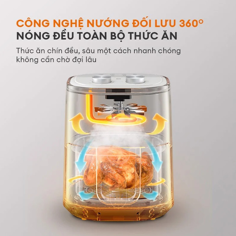 Nồi chiên không dầu 4.5L GAABOR GA-M4A01 công suất 1200W nồi thép không gỉ - Hàng chính hãng - Chỉ giao Hà Nội