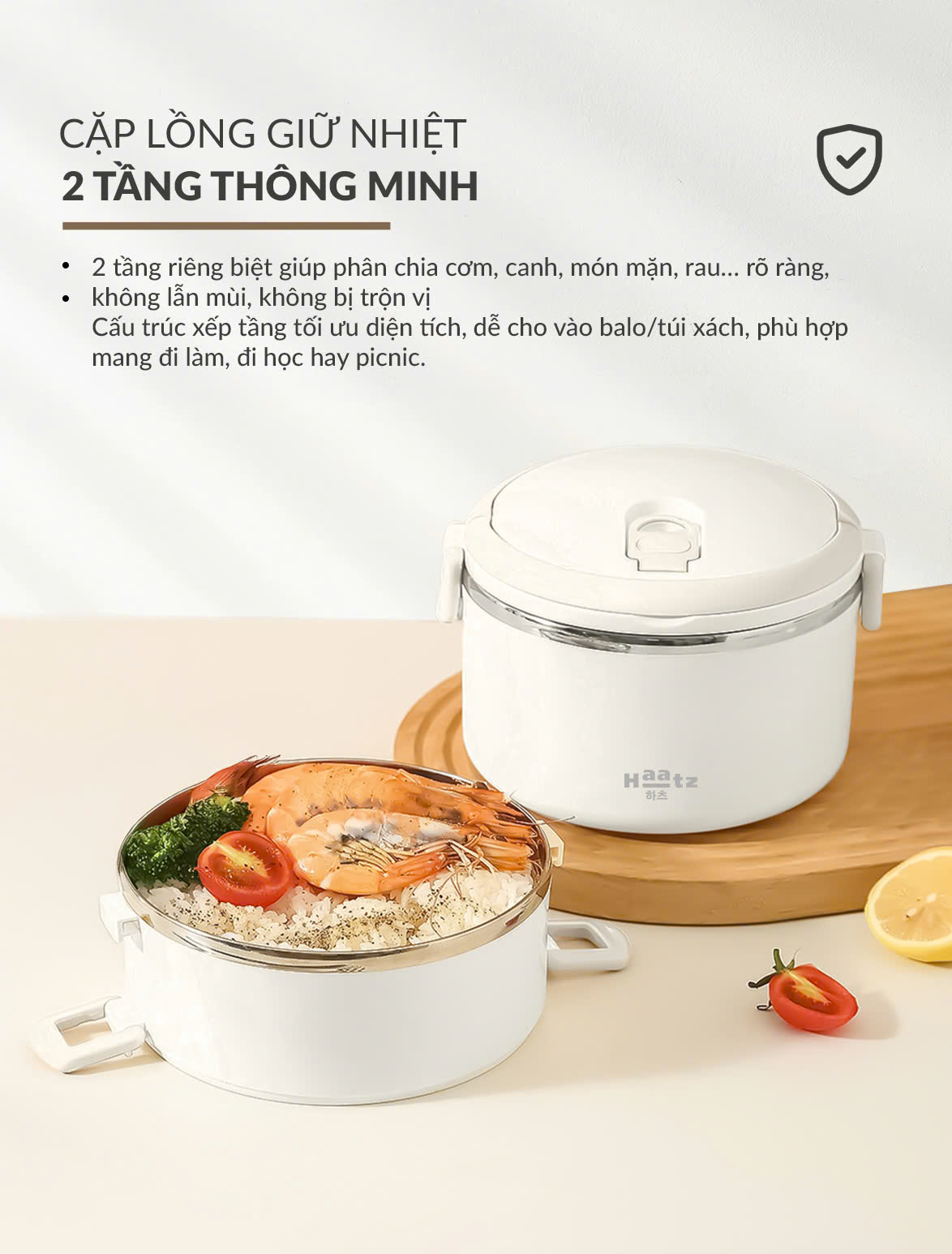 (Model New) Nồi Ủ Chân Không Haatz HTC800 Tiết Kiệm 85% Nhiên Liệu, Giữ Trọn Dinh Dưỡng, Hàng Chính Hãng