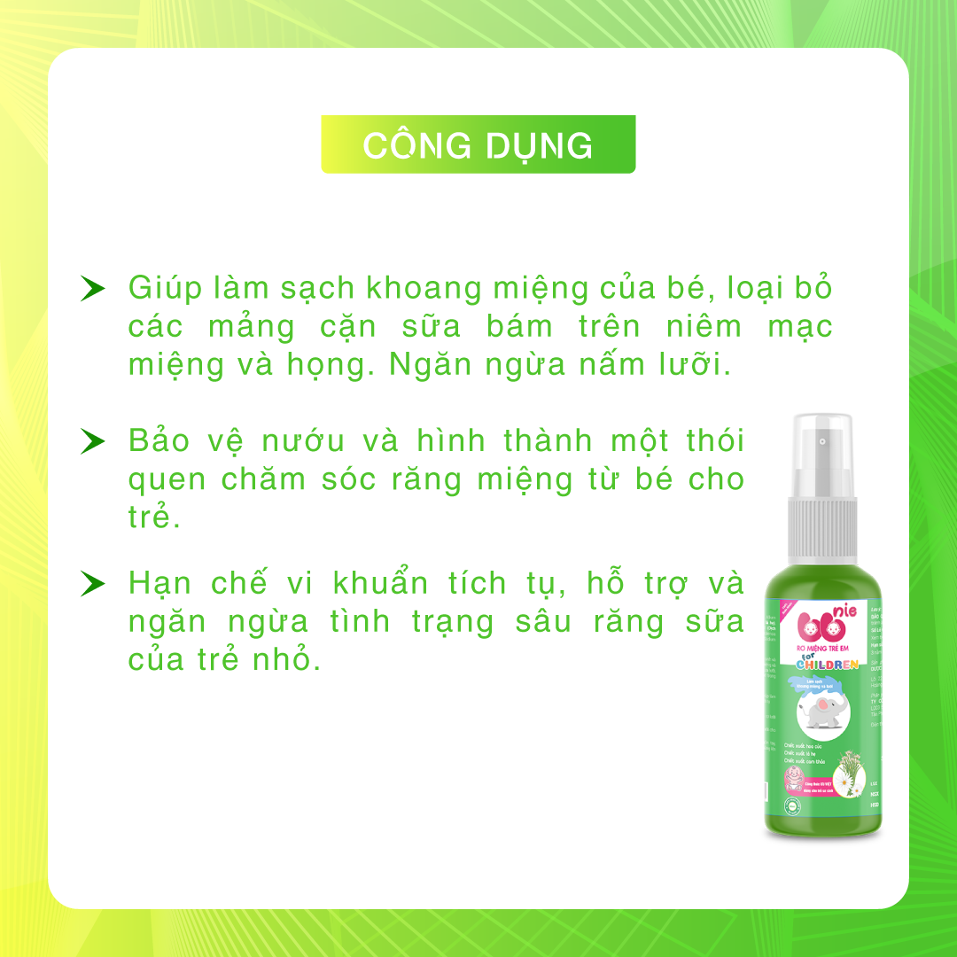 Xịt rơ miệng trẻ em BBNIE - Chiết xuất từ thiên nhiên,  làm sạch khoang miệng và lưỡi cho bé, hạn chế hình thành tưa lưỡi