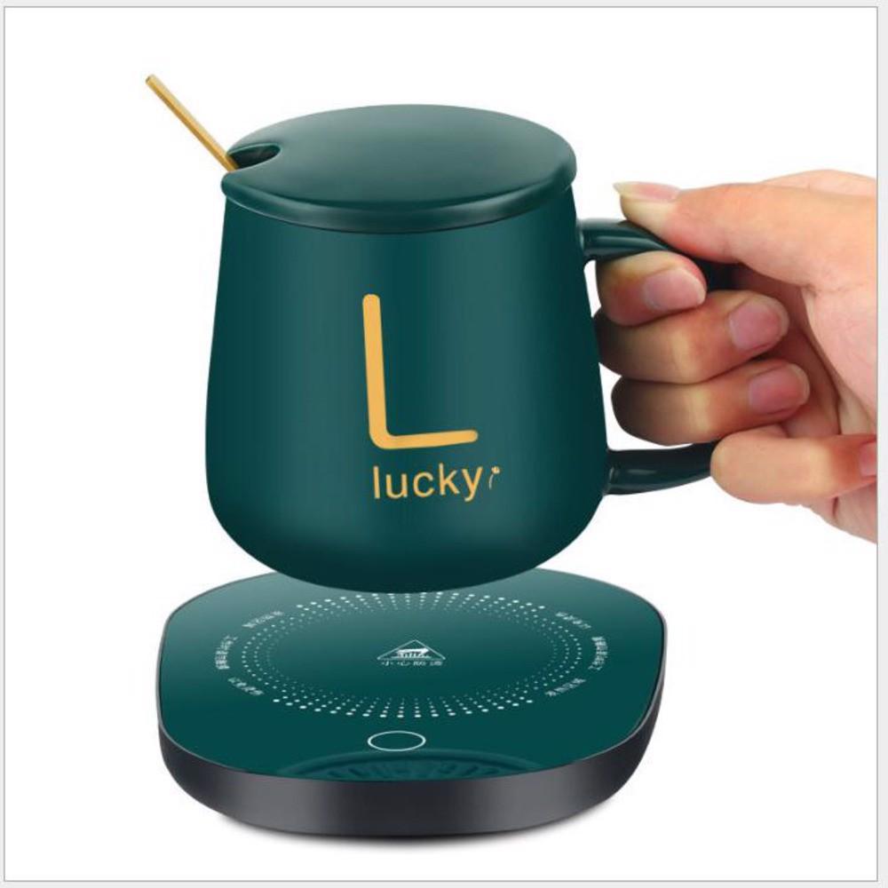 Bộ Cốc Và Đế Hâm Nóng Đồ Uống Lucky - Thông Minh - Tiện Lợi I Hàng loại 1