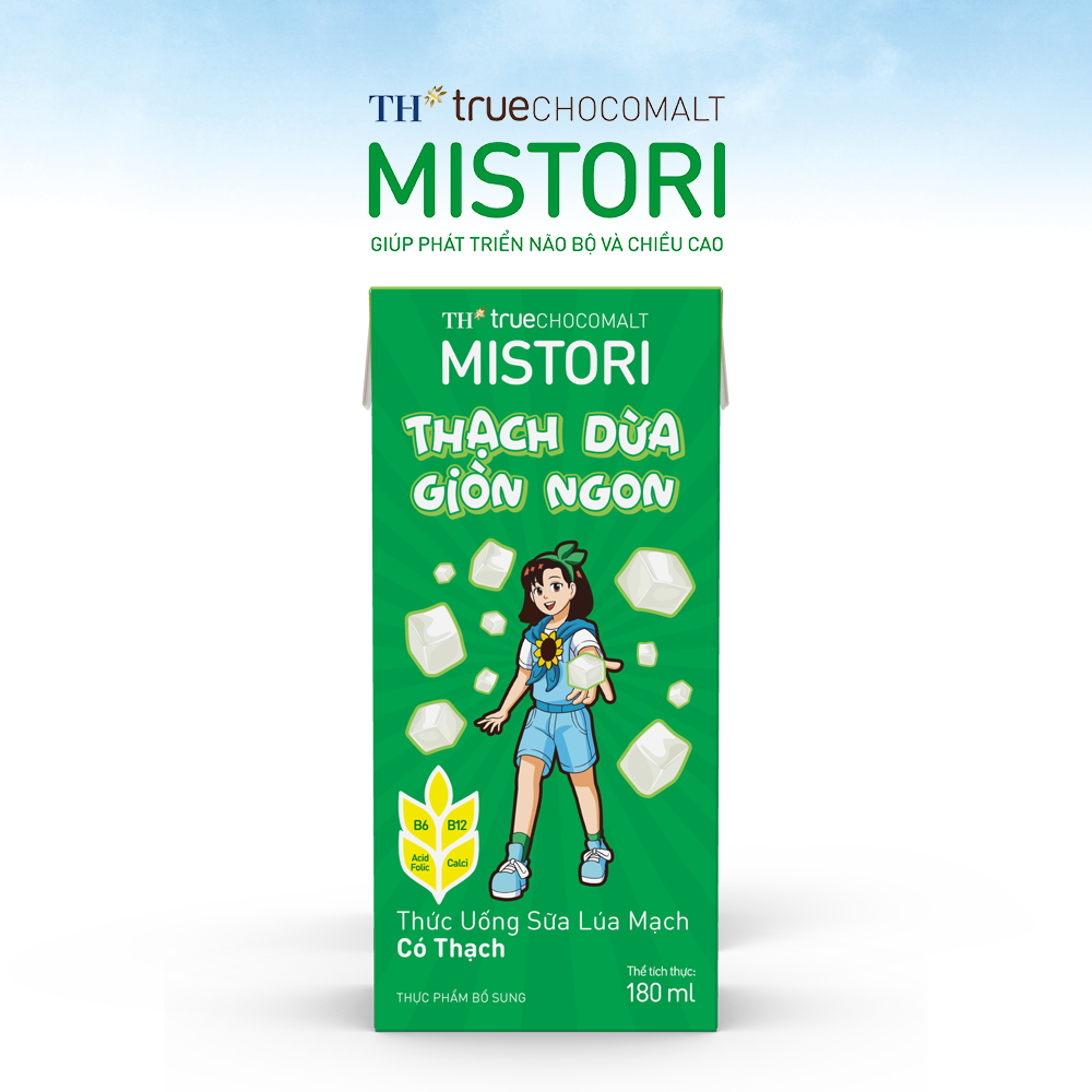 Thùng 48 hộp thức uống Sữa Lúa mạch Có Thạch TH true CHOCOMALT MISTORI 180 ml (180 ml x 48)