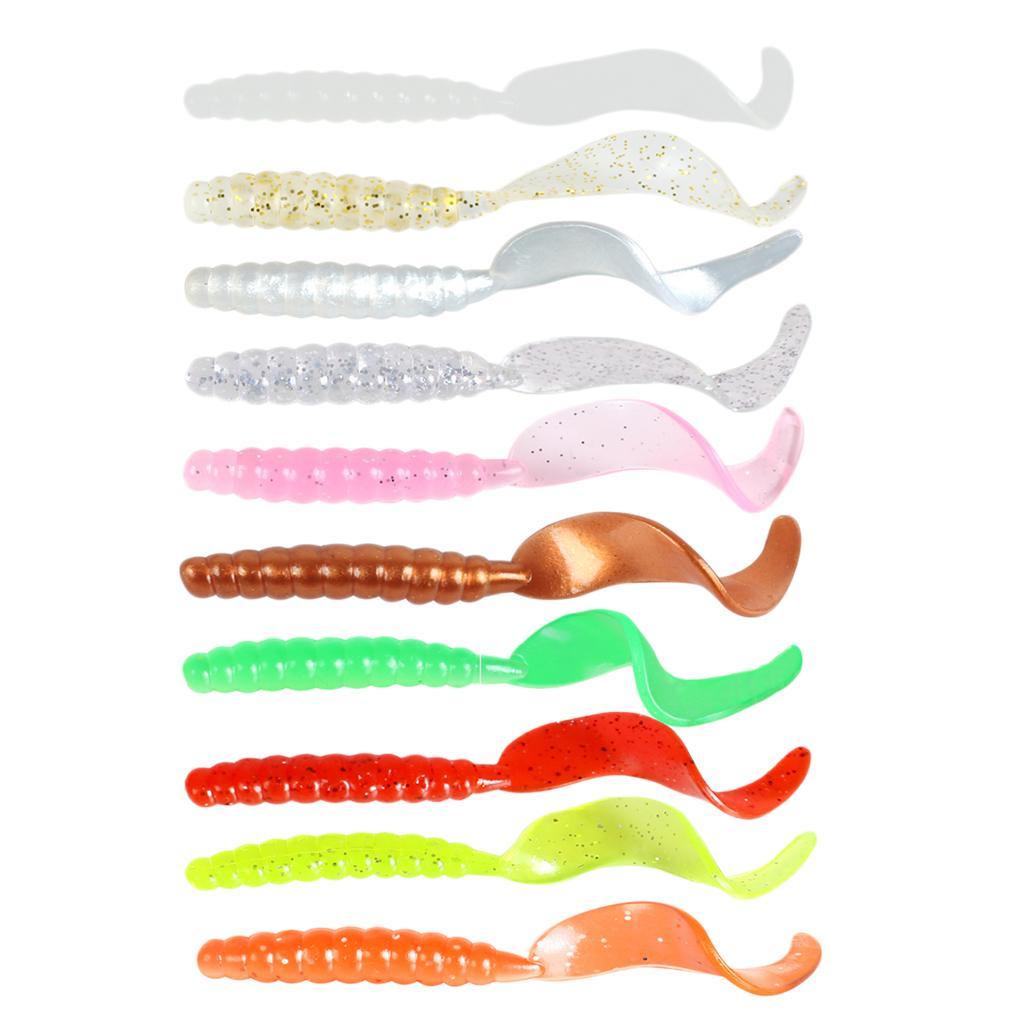 100pcs Single-tailed Worm Fishing Grub Baits Fishing Accessories